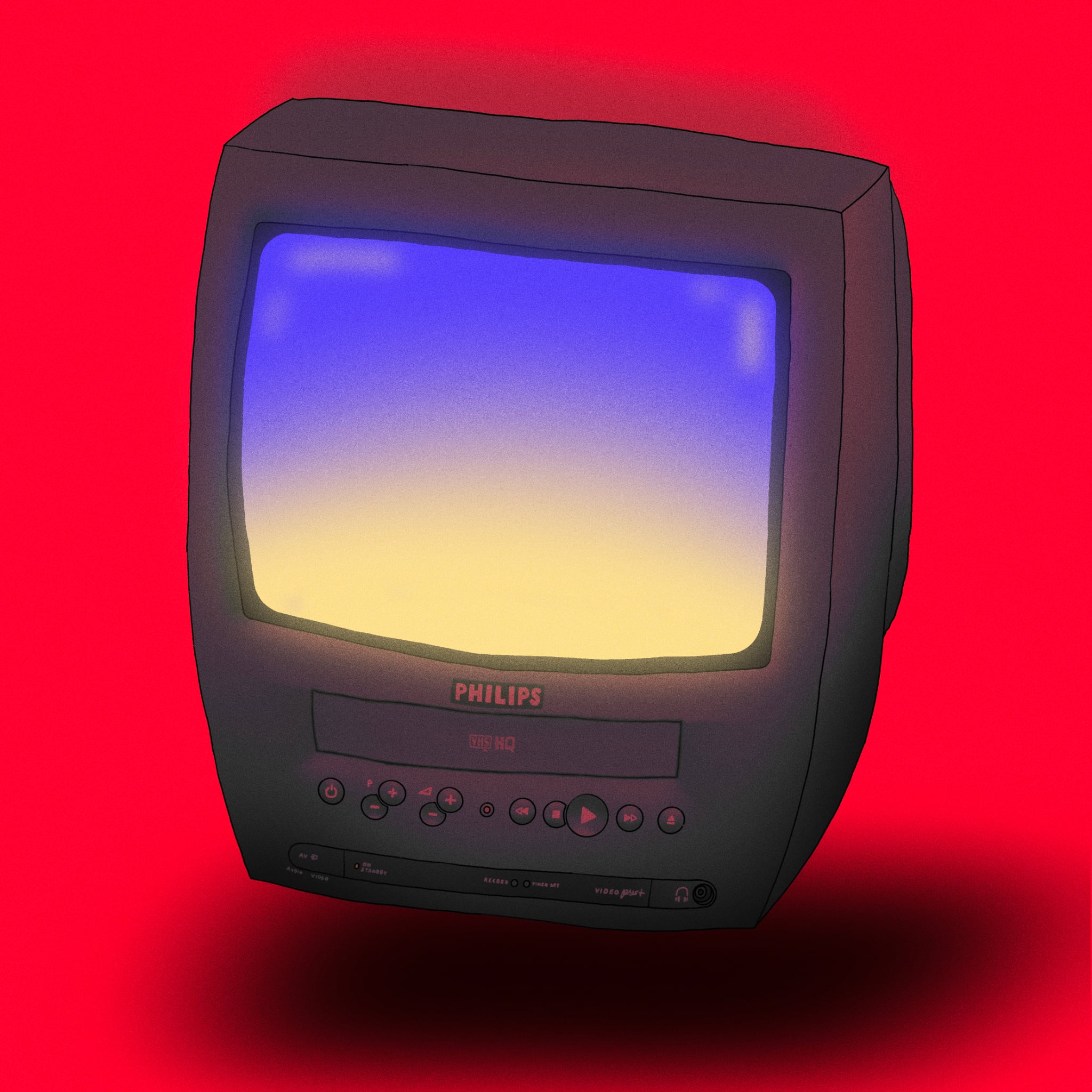 illustration av en tjockteve mot röd bakgrund